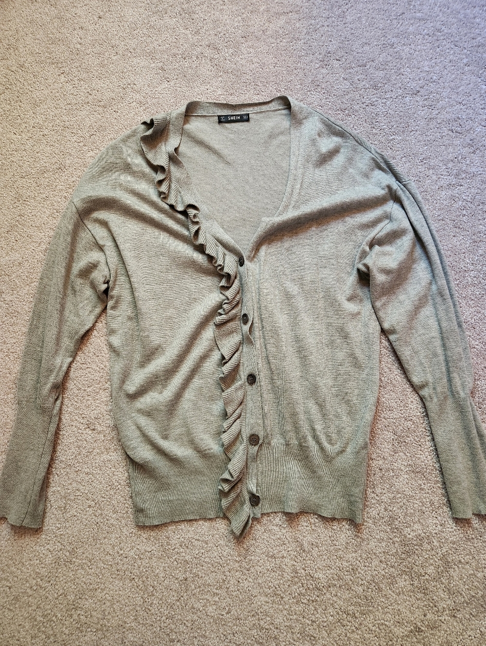 Shein Gray Ruffle Cardigan Small